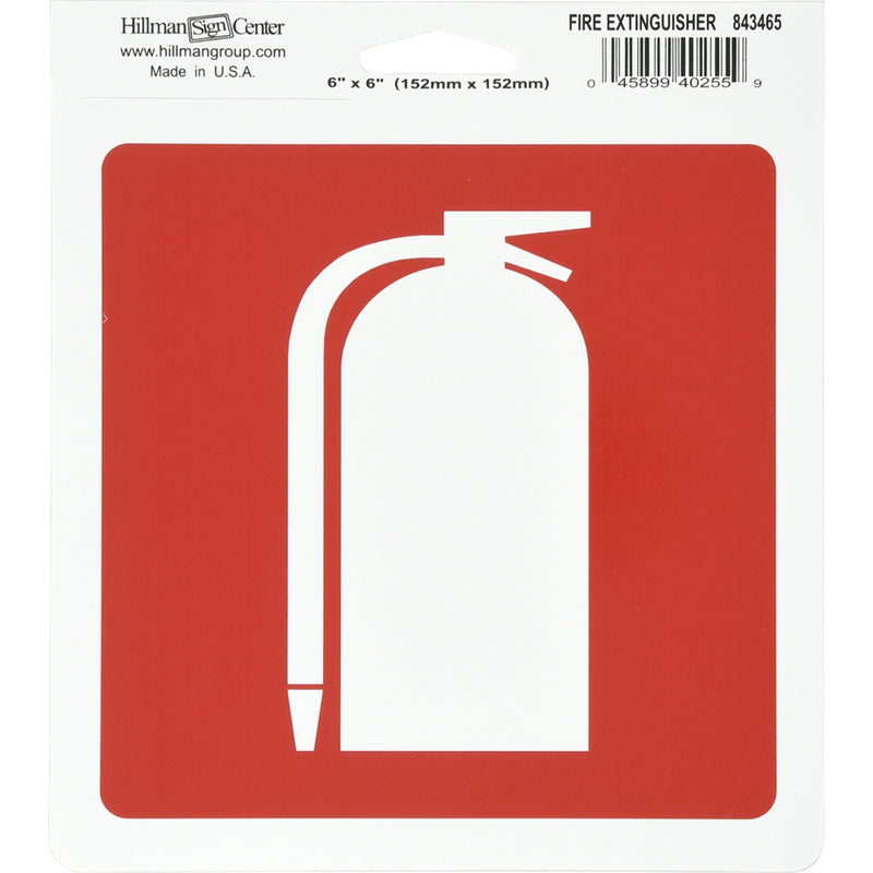 Hillman English Red/White Fire Extinguisher Sign 6 in. H X 6 in. W