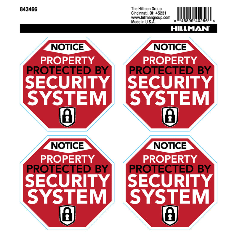 Hillman English Red Security Decal 6 in. H X 6 in. W
