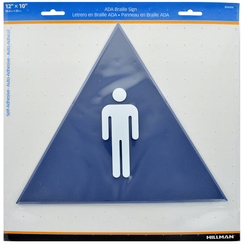 Hillman English Blue Restroom Plaque 12 in. H X 10 in. W