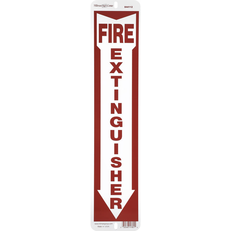 Hillman English Red/White Fire Extinguisher Sign 18 in. H X 4 in. W