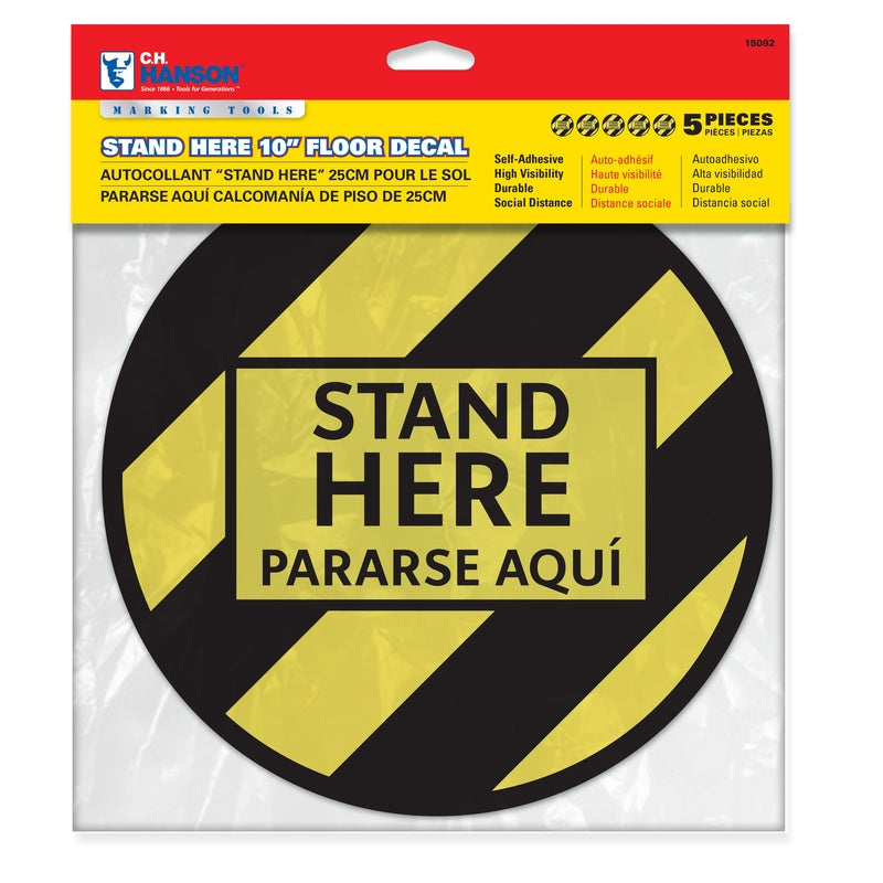 C.H. Hanson Bilingual Yellow Social Distancing Decal 0.08 in. H X 10 in. W