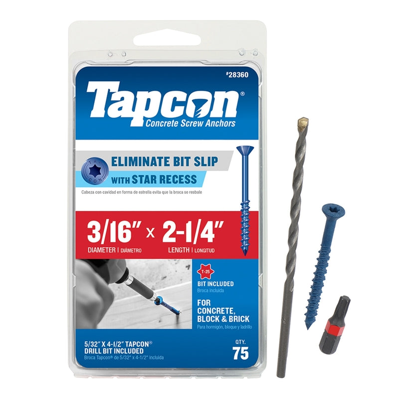Tapcon 2-1/4 in. L Star Flat Head Concrete Screws 75 pk