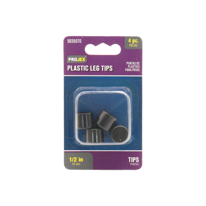 Projex Plastic Leg Tip Black Round 1/2 in. W 4 pk