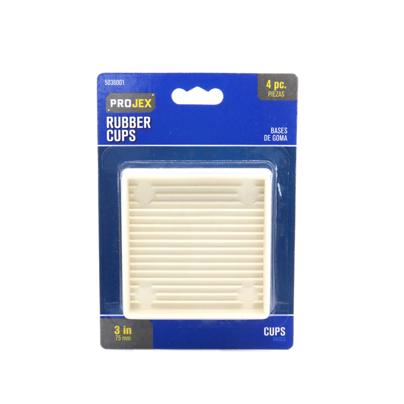 Projex Rubber Caster Cup White Square 3 in. W X 3 in. L 4 pk