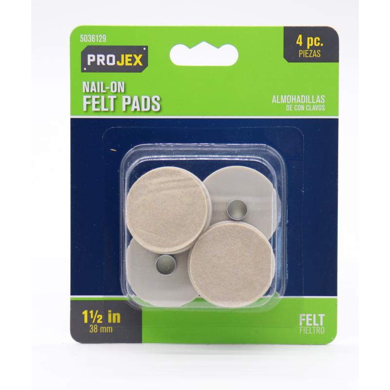 Projex Felt Protective Pad Brown Round 7/8 in. W X 1-1/2 in. L 4 pk