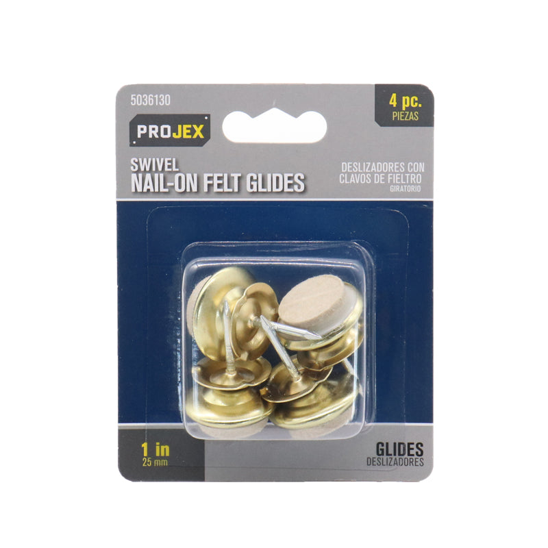 Projex White 1 in. Nail-On Felt Swivel Glide 8 pk