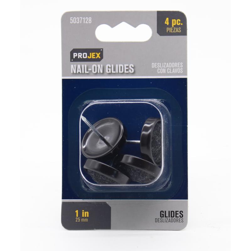 Projex Black 1 in. Nail-On Carpet Chair Glide 4 pk
