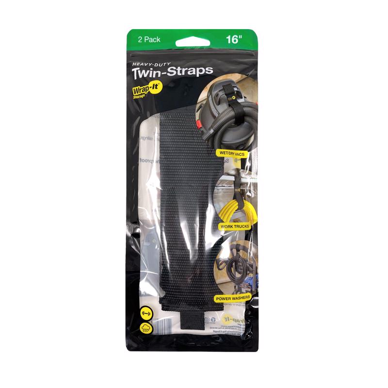 Wrap-It Twin Straps 16 in. L Black Polypropylene Cable Organizer