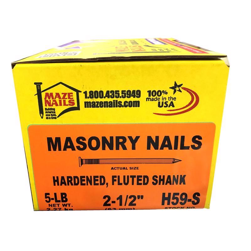 Maze 2.5 in. Masonry Heat Treated Carbon Steel Nail Flat Head 5 lb