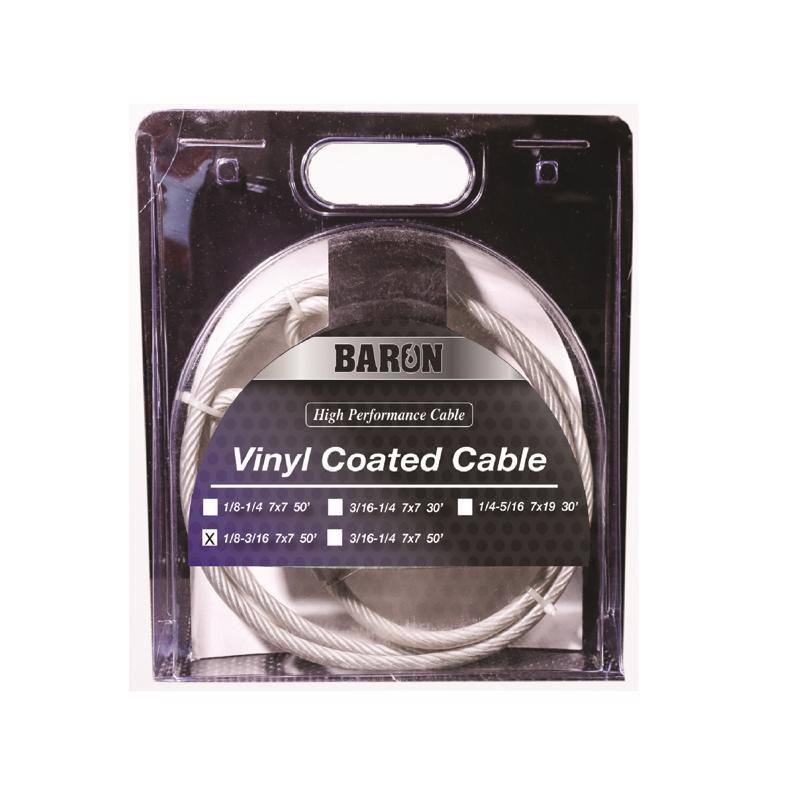 Baron Vinyl Coated Galvanized Steel 1/8-3/16 in. D X 50 ft. L Aircraft Cable