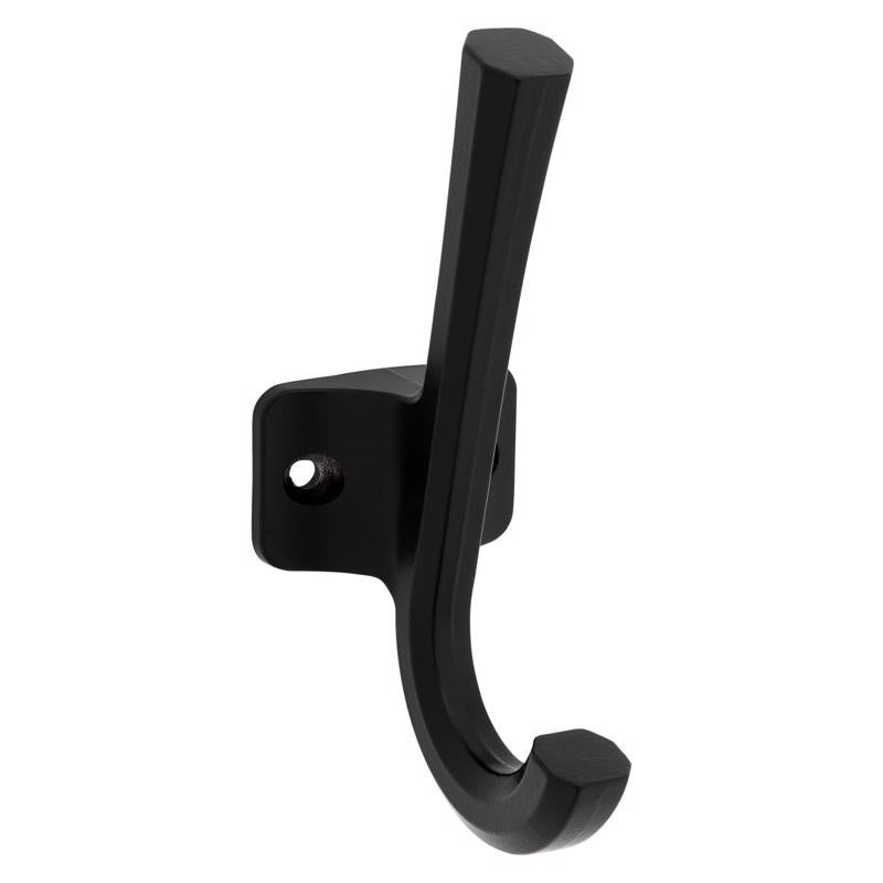 National Hardware Powell Medium Matte Black Black Aluminum 4-15/16 in. L Angled Hook 60 lb 1 pk