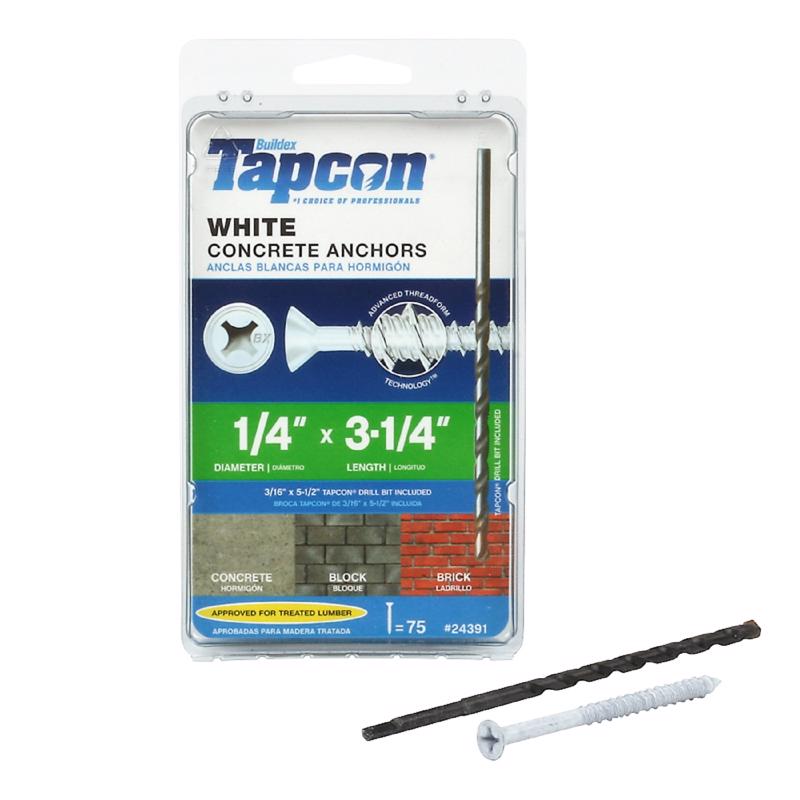 Tapcon 1/4 in. X 3-1/4 in. L Phillips Flat Head Concrete Screws 75 pk