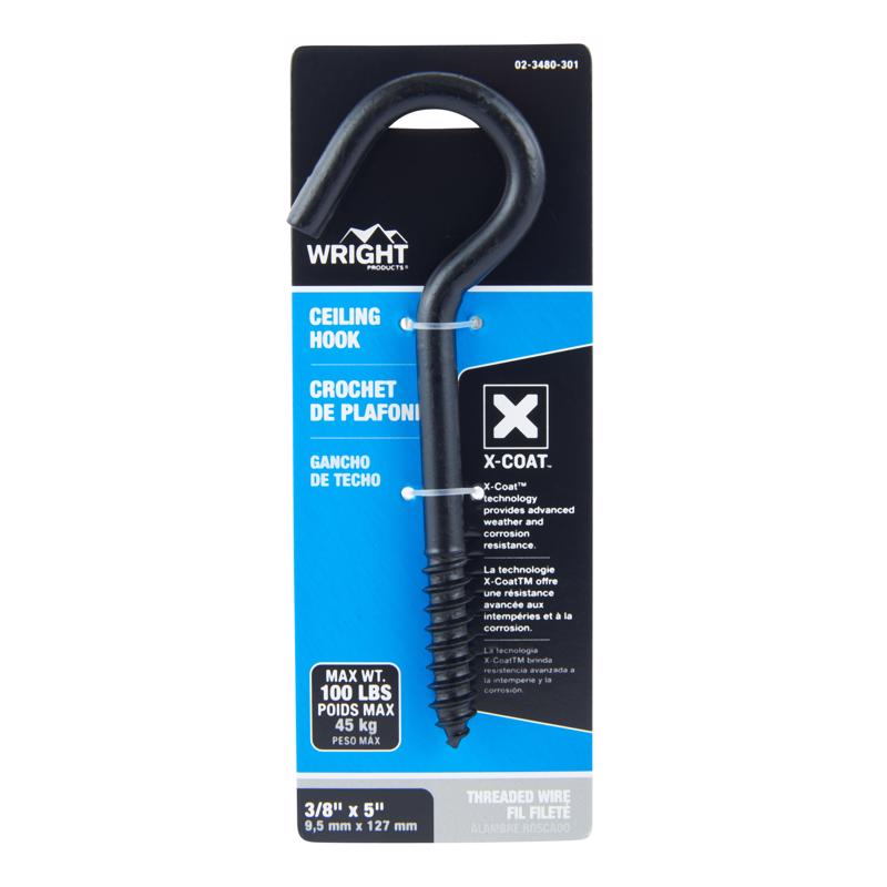 Wright Medium Matte Black Black Steel 5 in. L Ceiling Hook 100 lb 1 pk