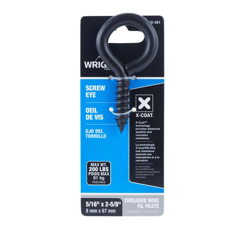 Wright 5/16 in. D X 2-5/8 in. L Black Steel Screw Eye 200 lb 1 pk