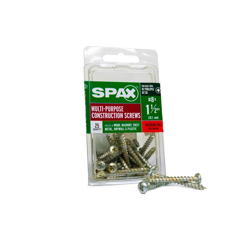 SPAX Multi-Material No. 8 in. X 1-1/2 in. L Phillips/Square Pan Head Construction Screws 25 pk