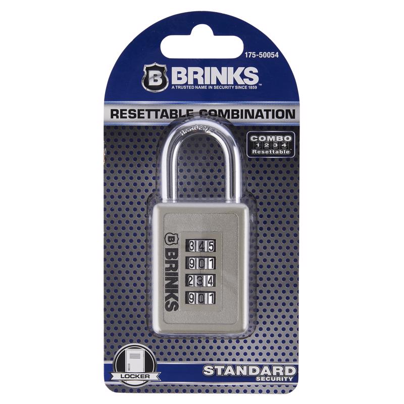 Brinks 3.25 in. W X 1.574 in. L Die-Cast Zinc 4-Dial Combination Padlock