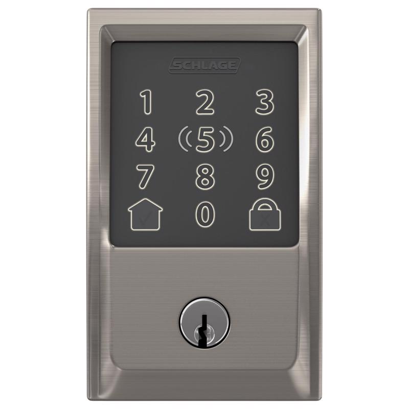 Schlage Encode Plus Satin Nickel Metal WiFi Deadbolt with Century Trim