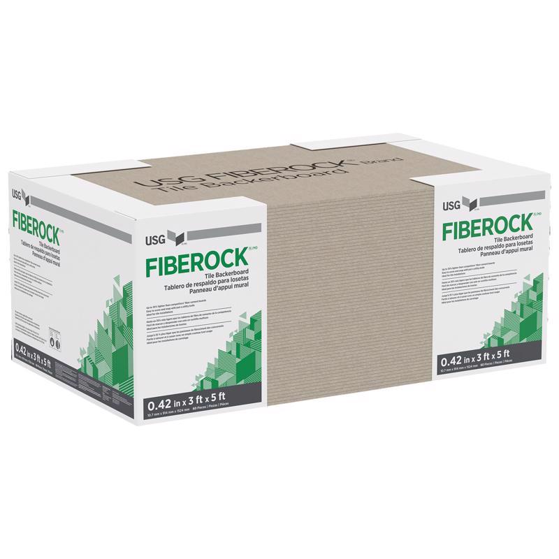 USG Fiberock 0.42 in. H X 36 in. W X 60 in. D Fiberboard