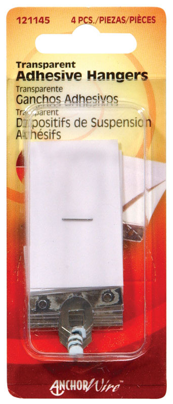 Hillman AnchorWire Transparent Adhesive Hangers 1-1/2 lb 4 pk