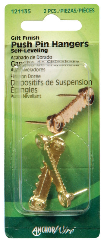 Hillman AnchorWire Gilt Push Pin Picture Hanger 1 lb 2 pk