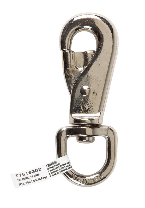 Campbell 7/8 in. D X 4-13/16 in. L Nickel-Plated Zinc Animal Tie Snap 150 lb