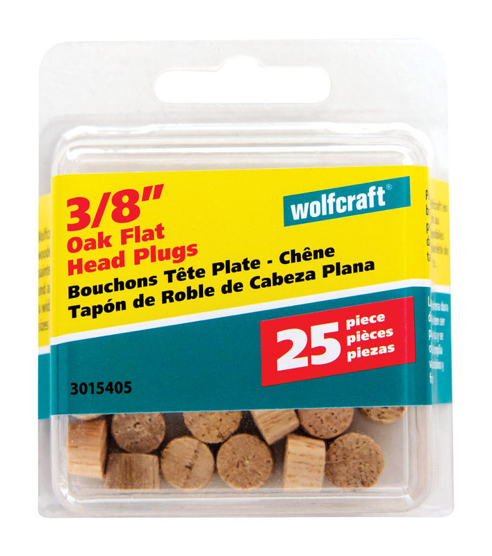 Wolfcraft Flat Oak Head Plug 3/8 in. D X 1/4 in. L 1 pk Natural