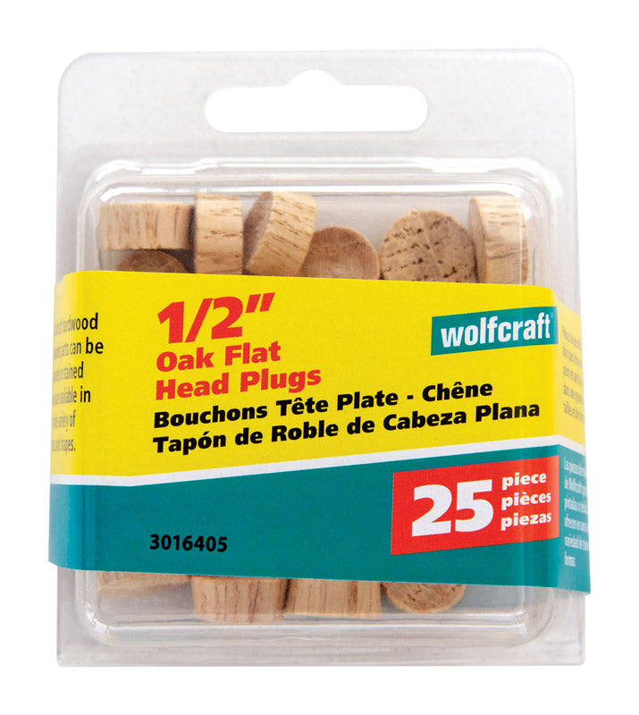Wolfcraft Flat Oak Head Plug 1/2 in. D X 1/4 in. L 1 pk Natural