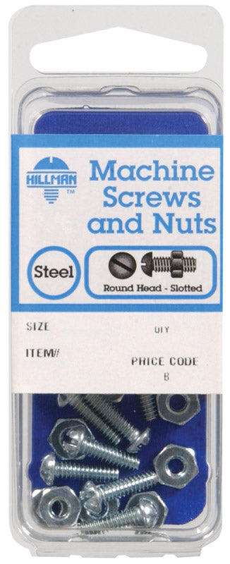 HILLMAN No. 10-24 in. X 3/4 in. L Slotted Round Head Zinc-Plated Steel Machine Screws 10 pk