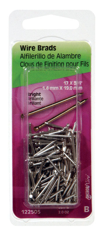 Hillman 17 Ga. X 3/4 in. L Bright Steel Brad Nails 1 pk 2 oz