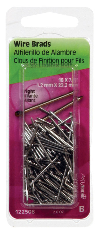 Hillman 18 Ga. X 7/8 in. L Bright Steel Brad Nails 1 pk 2 oz