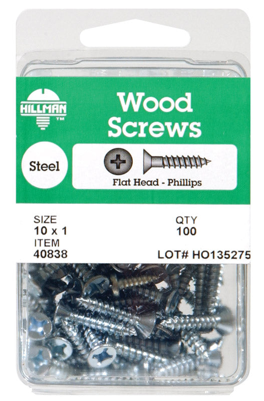 Hillman No. 8 X 1-1/4 in. L Phillips Zinc-Plated Wood Screws 100 pk