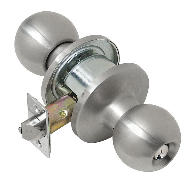 Tell Empire Satin Stainless Steel Entry Lockset 1-3/4 in.
