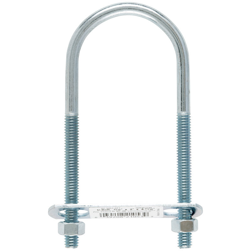 Hampton 5/16 in. X 2 in. W X 4-3/4 in. L Coarse Zinc-Plated Steel U-Bolt