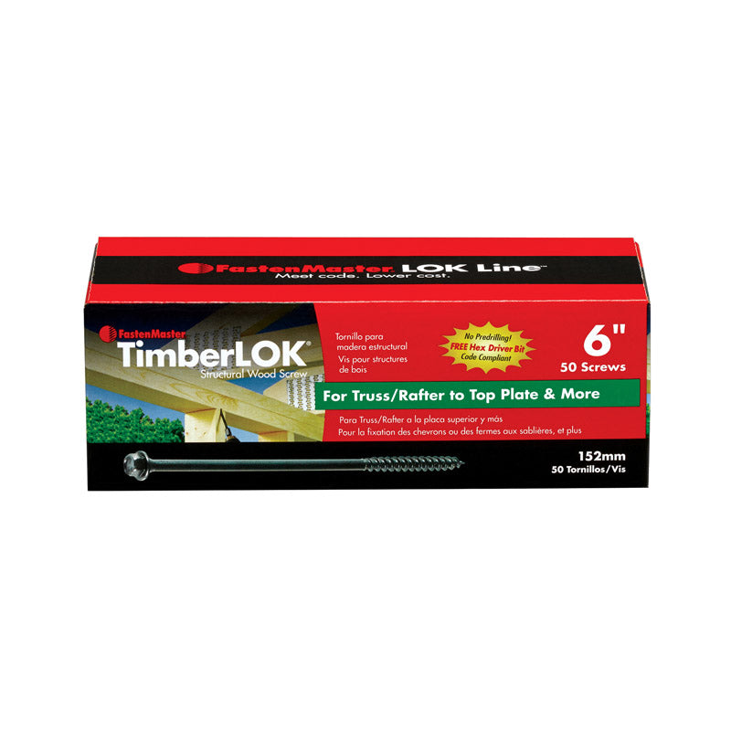 FastenMaster TimberLOK No. 10 X 6 in. L Hex Epoxy Wood Screws 50 pk