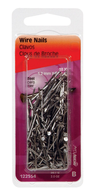 Hillman 1 in. Wire Bright Steel Nail Flat Head