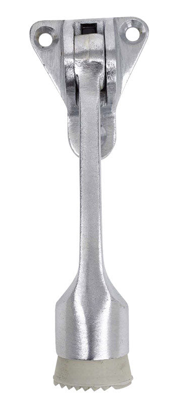 Tell 4-1/8 in. W X 1 in. L Solid Brass Satin Chrome Silver Kick-Down Door Holder Mounts to door