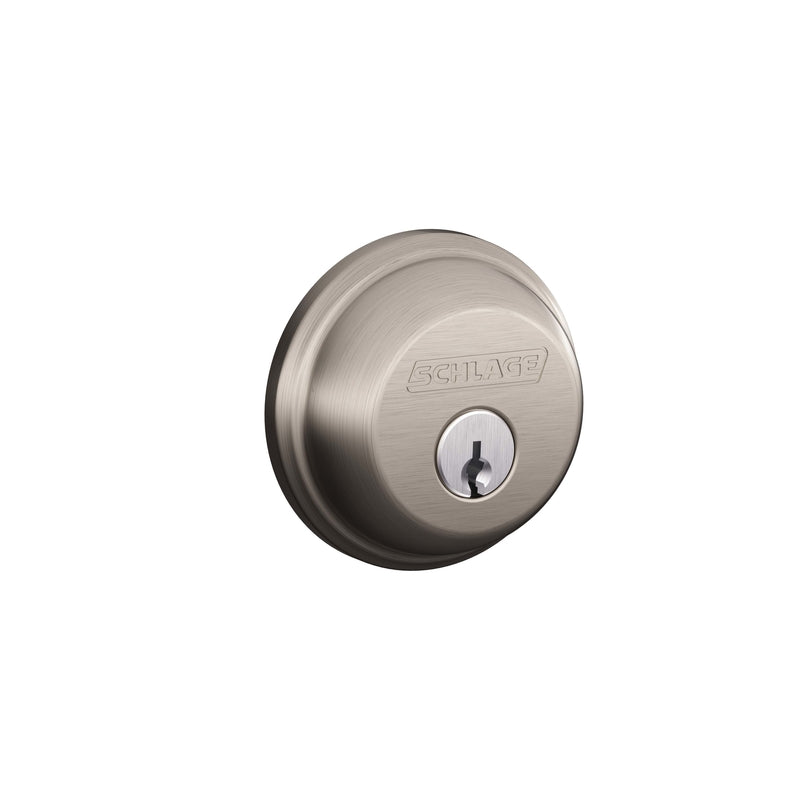 Schlage B-Series Satin Nickel Brass Single Cylinder Deadbolt