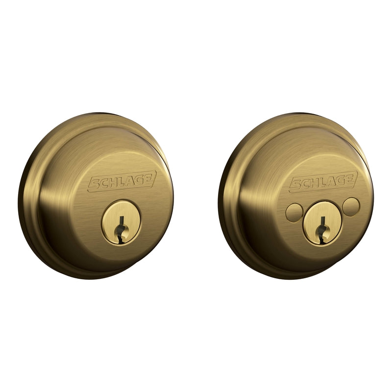 Schlage B-Series Antique Brass Brass Double Cylinder Deadbolt