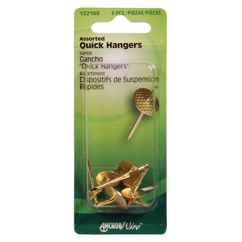 Hillman AnchorWire Brass-Plated Assorted Quick Hanger 10 lb 6 pk