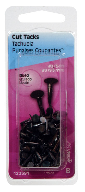 Hillman No. 3 X 3/8 in. L Blue Steel Cut Tacks 1.75 pk
