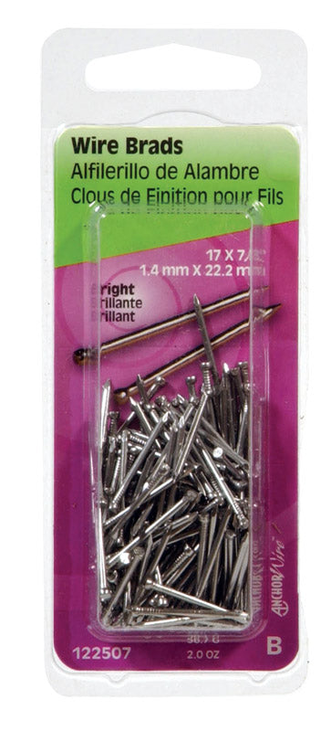 Hillman 17 Ga. X 7/8 in. L Bright Steel Brad Nails 1 pk 2 oz