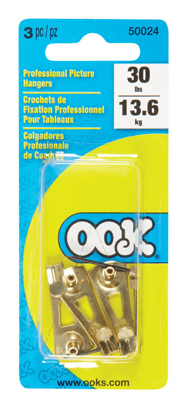 OOK Brass-Plated Gold Professional Picture Hanger 30 lb 3 pk