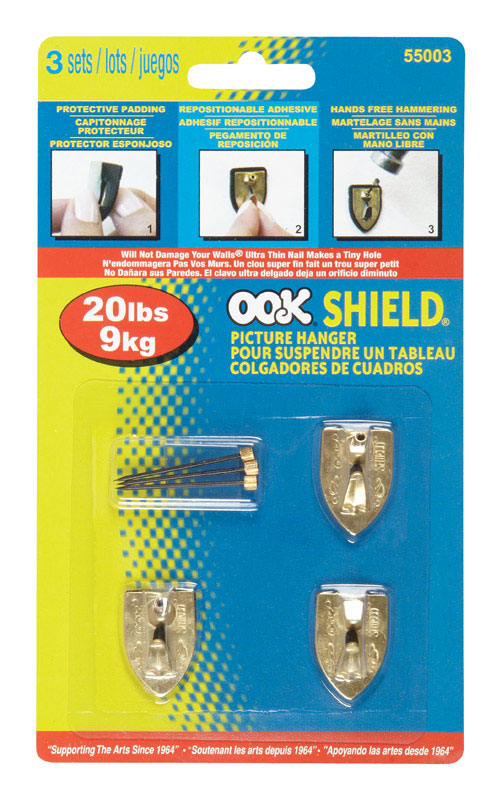 OOK Shield Picture Hanger 20 lb 3 pk