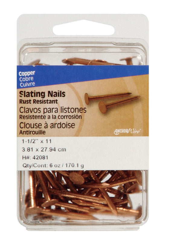Hillman 1-1/2 in. Slate Copper Nail Flat Head