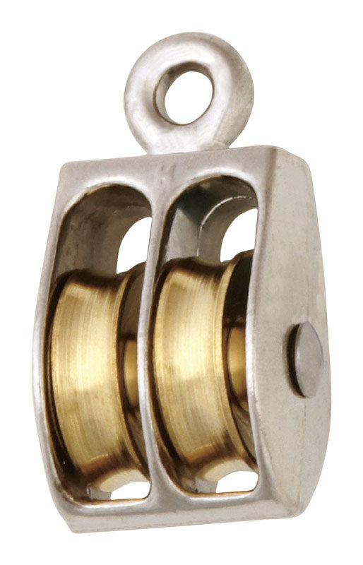 Campbell 1 in. D Nickel Copper Ridge Eye Double Sheave Rigid Eye Pulley