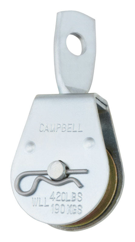 Campbell 1-1/2 in. D Zinc Plated Steel Swivel Eye Single Sheave Swivel Eye Pulley