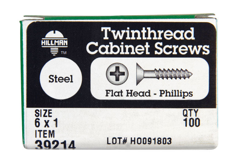 Hillman No. 6 X 1 in. L Phillips Black Phosphate Cabinet Screws 100 pk