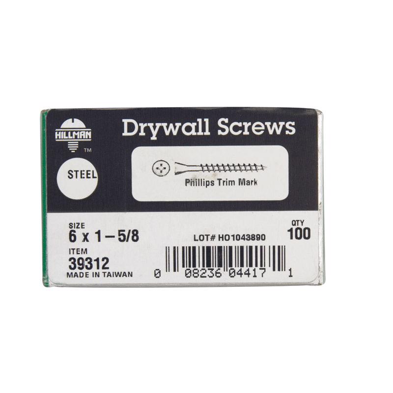 HILLMAN No. 6 X 1-5/8 in. L Phillips Drywall Screws 100 pk