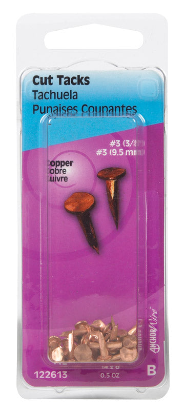 Hillman No. 3 X 3/8 in. L Copper Cut Tacks 0.5 pk