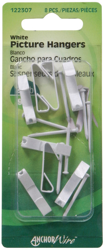 Hillman AnchorWire Steel-Plated White Standard Picture Hanger 20 lb 8 pk
